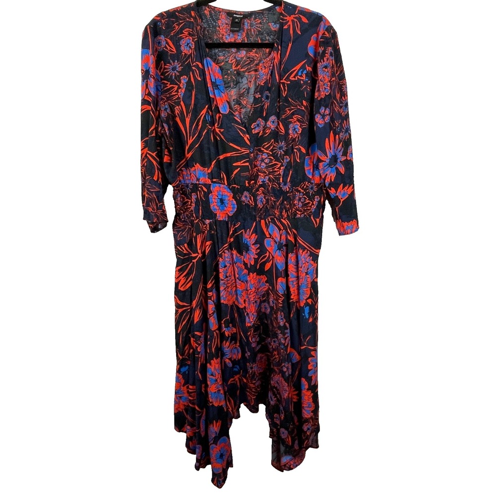Desigual Dress Size 46 US 14/2XL Multicolor Floral Midi Asymmetrical Fairy Artsy
